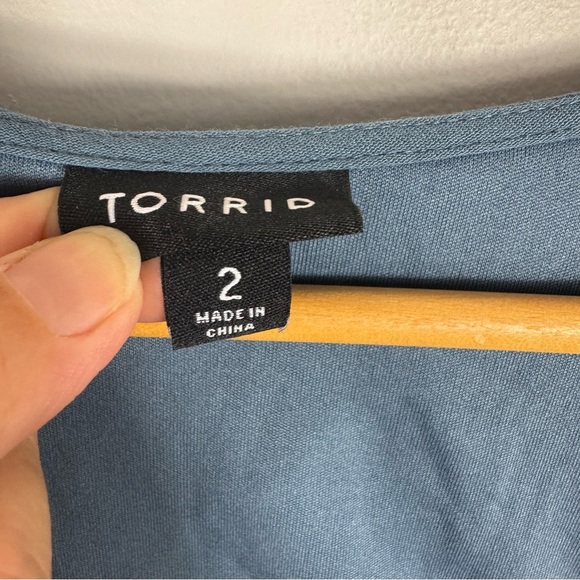 Torrid Gauze Lace Up Skater Dress Women’s Size 2X 18-20 Blue Bohemian Boho Flowy - Picture 5 of 11